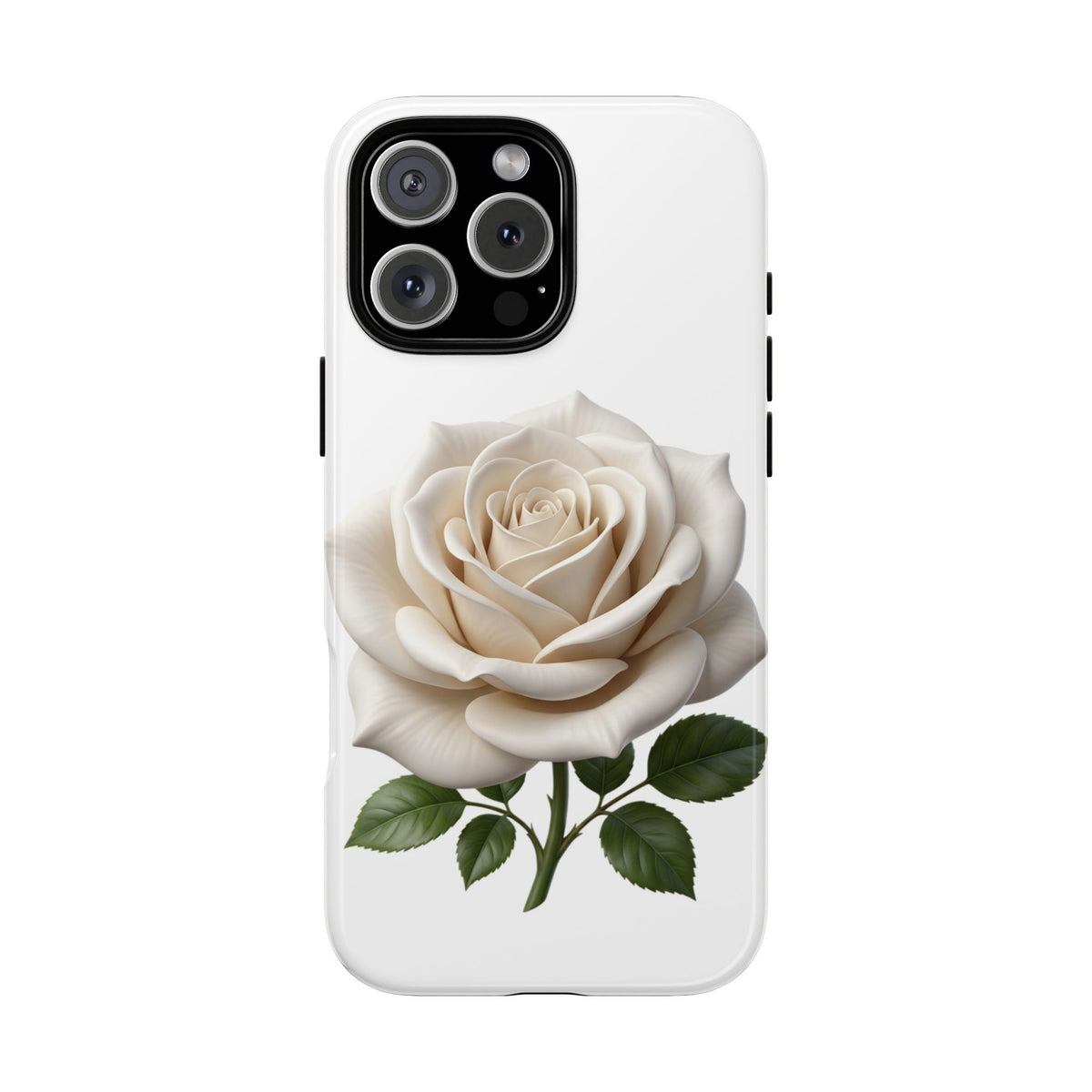 White Rose Tough Phone Case – Elegant Floral Protective Cover