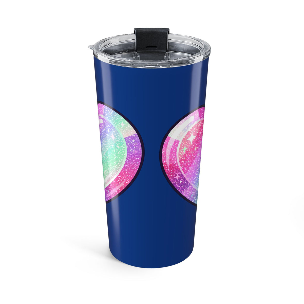 Pastel Glitter Heart Tumbler 20oz- Navy