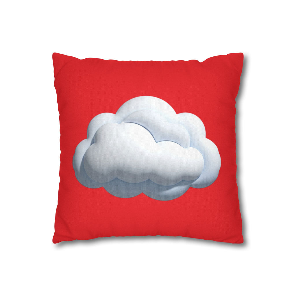 Cloud Graphic Red Pillowcase — Red Cute Cloud Decor