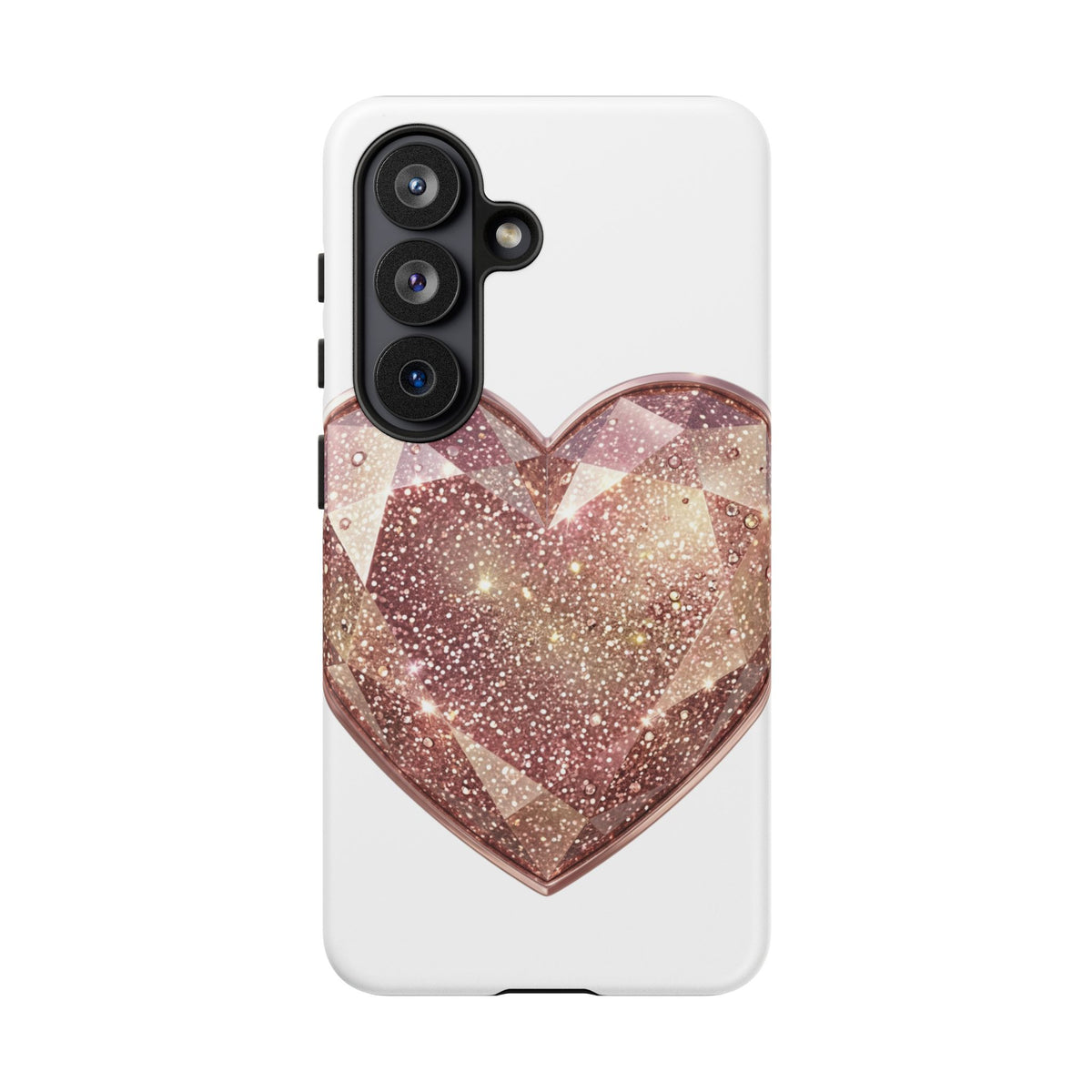 Rose Gold Glitter Crystal Heart Phone Case