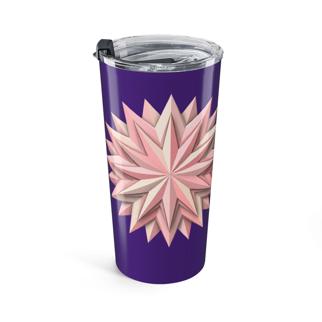 20oz Floral Geometric Tumbler — Pink Starburst on Dark Purple