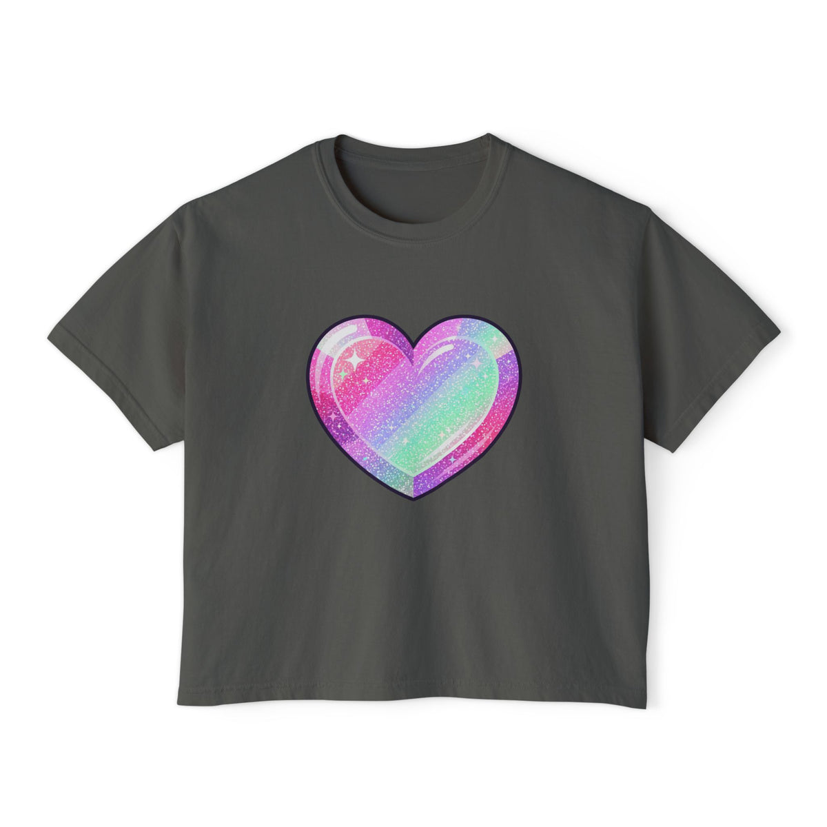 Pastel Glitter Heart Women's Boxy Tee