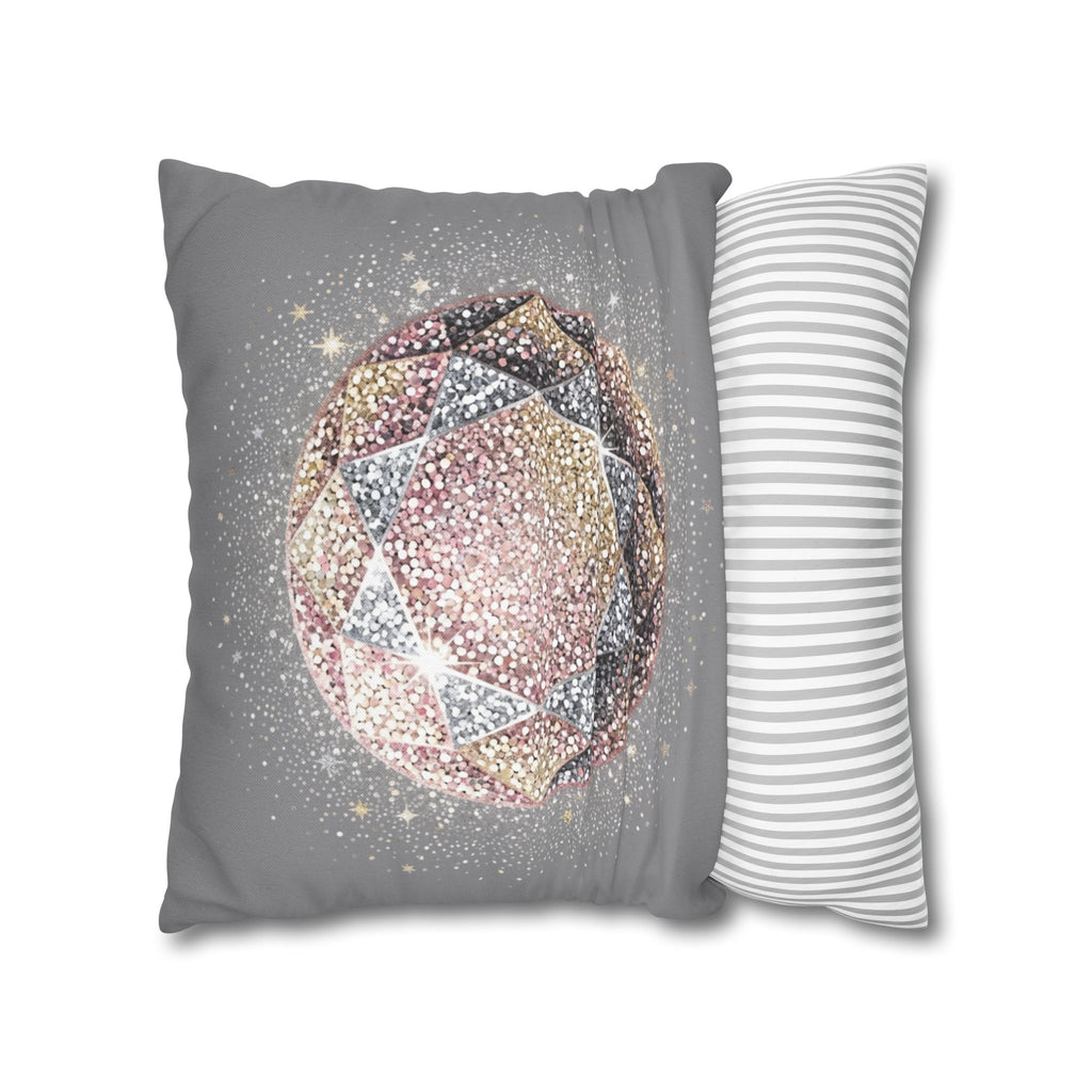 Glittery Grey Spun Polyester Square Pillowcase