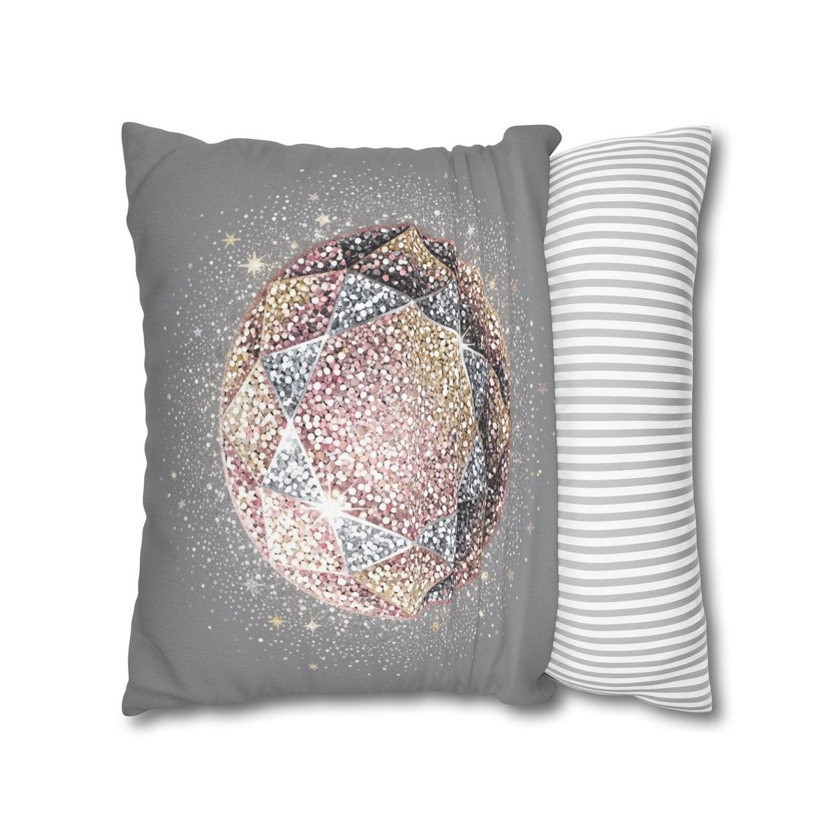 Glittery Grey Spun Polyester Square Pillowcase