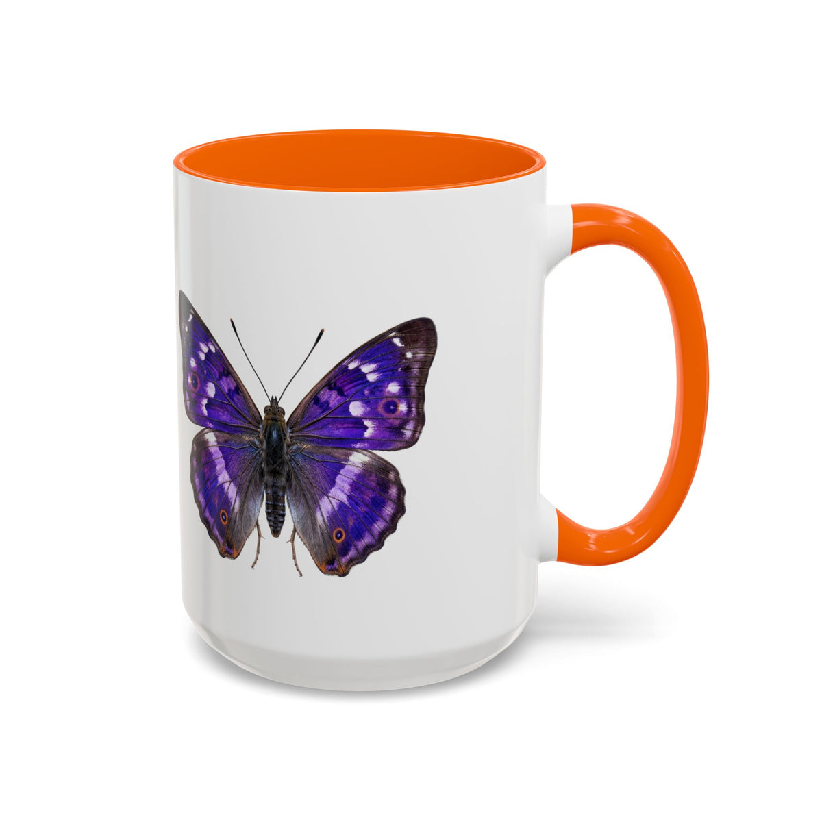 Purple Butterfly Accent Coffee Mug – Elegant Floral Butterfly Ceramic Cup