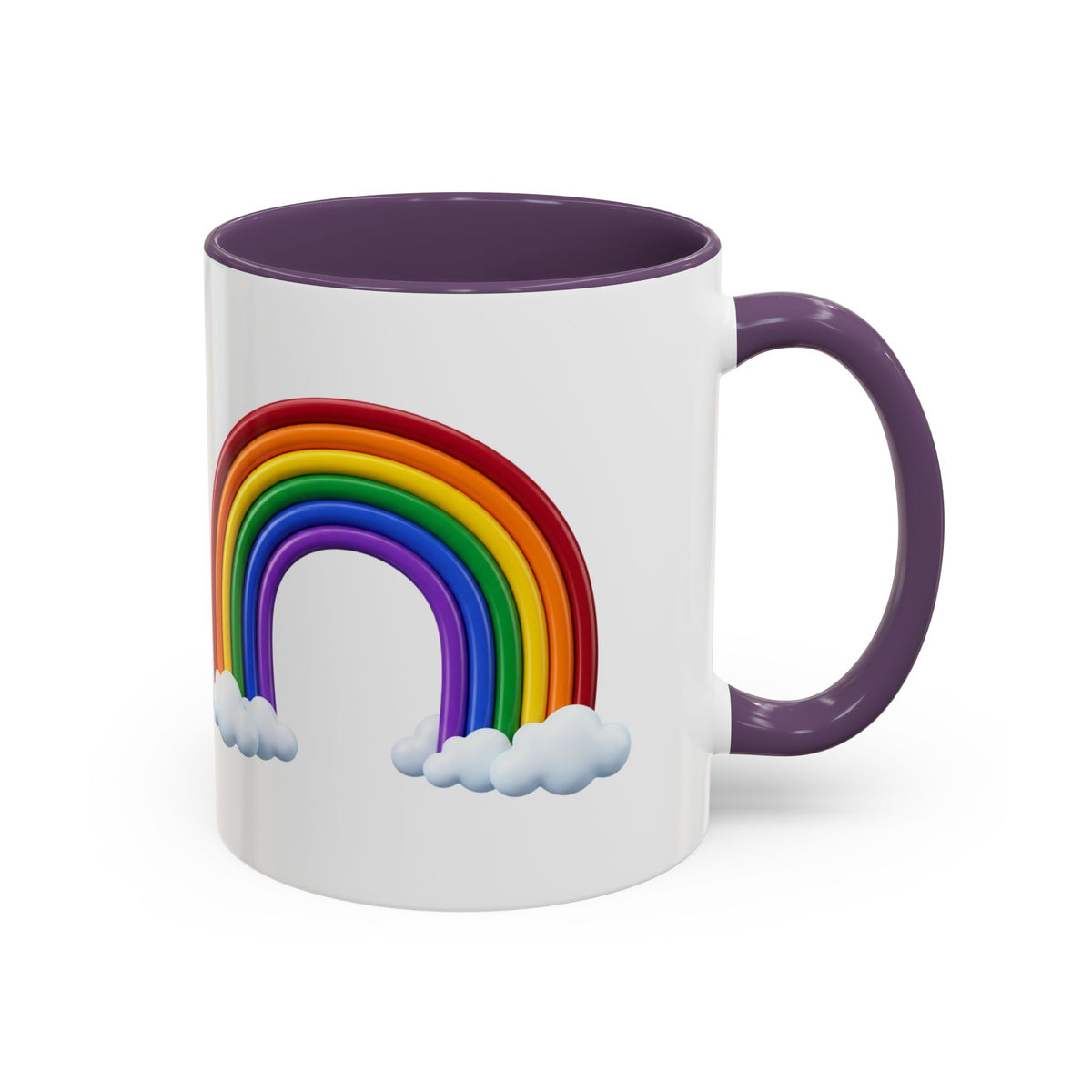 Rainbow Coffee Mug - Colorful Arc & Clouds Accent Mug (11/15oz)