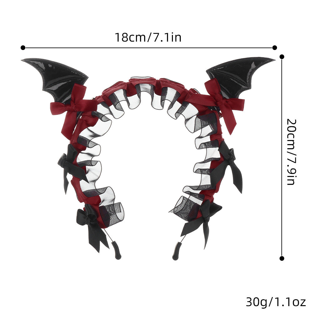 Halloween Bat Lace Headband Dark Gothic Lolita  Hair Accessory Cosplay Live Streaming Headwear Prop