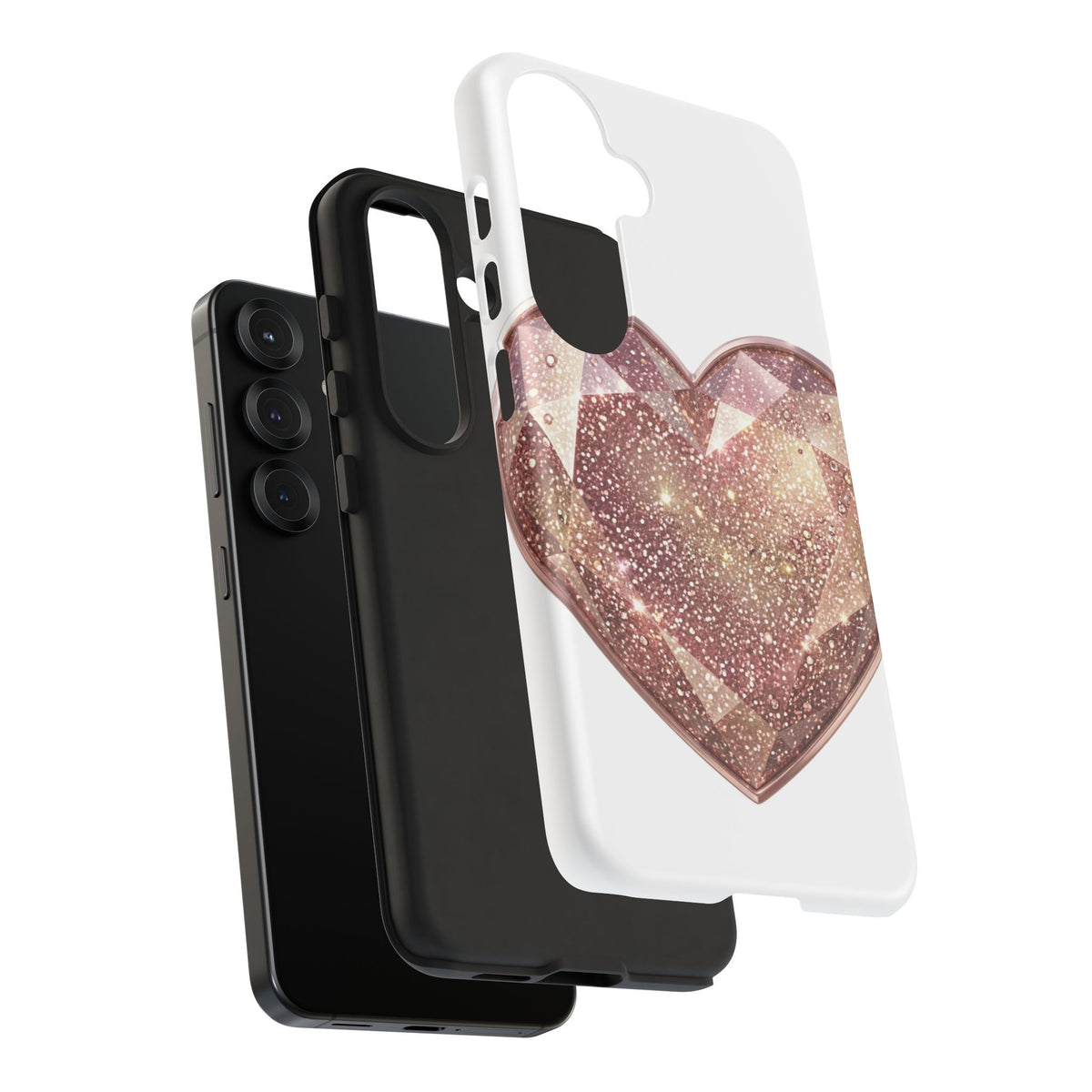 Rose Gold Glitter Crystal Heart Phone Case