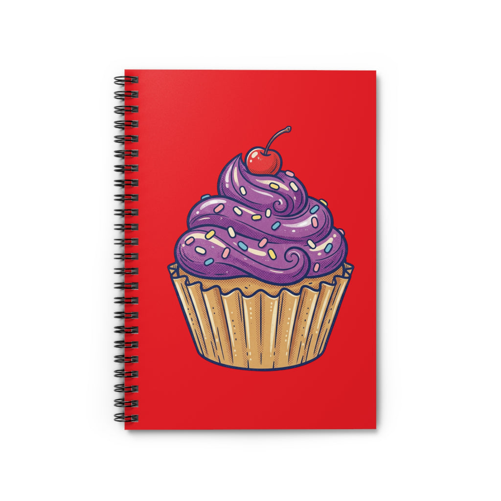 Cupcake Red Notebook — Purple Frosting Spiral Journal (Ruled)