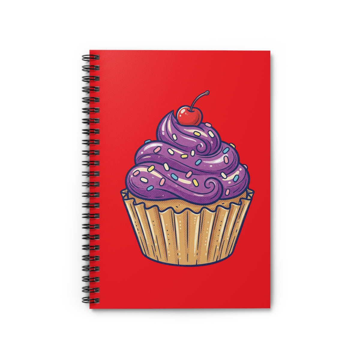 Cupcake Red Notebook — Purple Frosting Spiral Journal (Ruled)