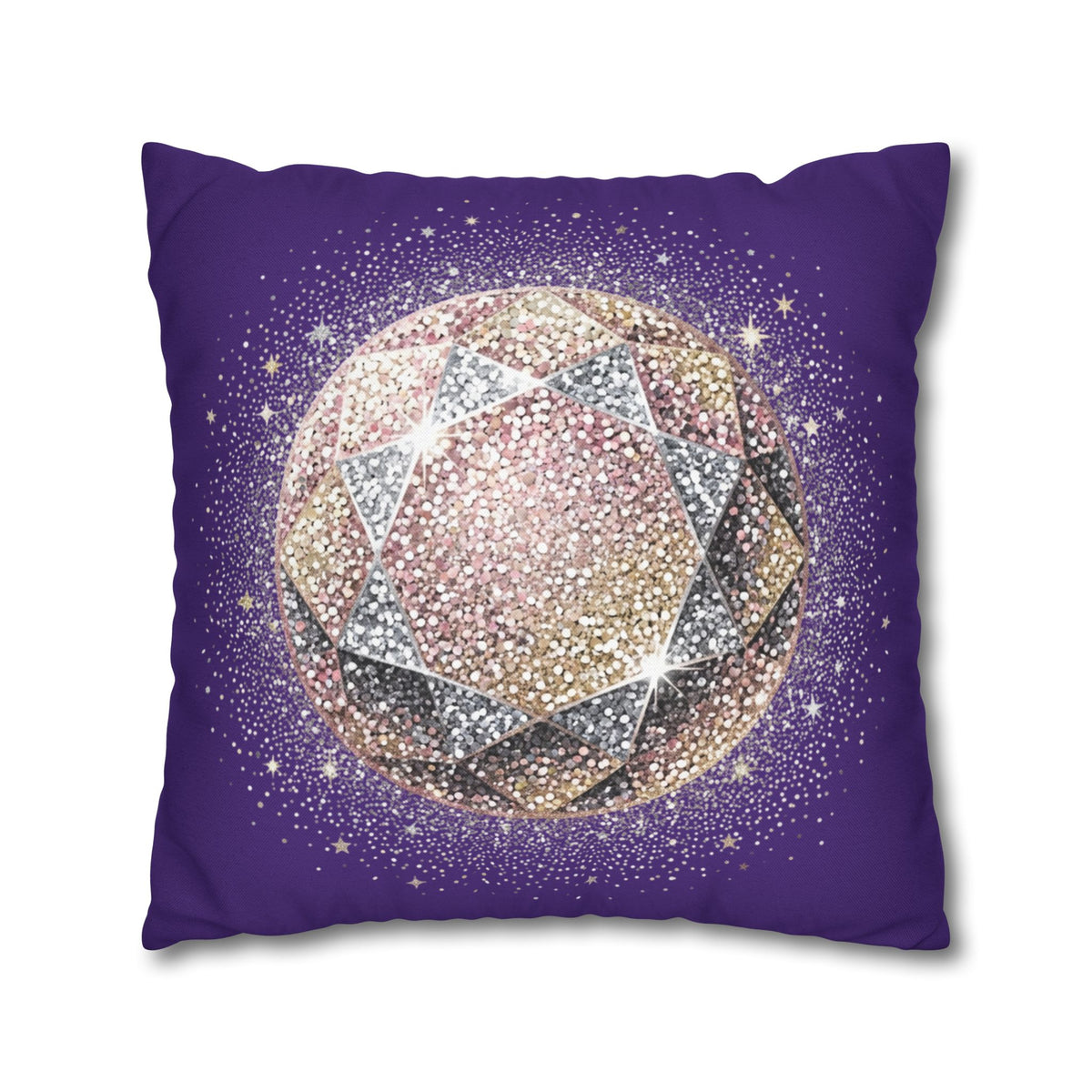 Glittery Dark Purple Spun Polyester Square Pillowcase