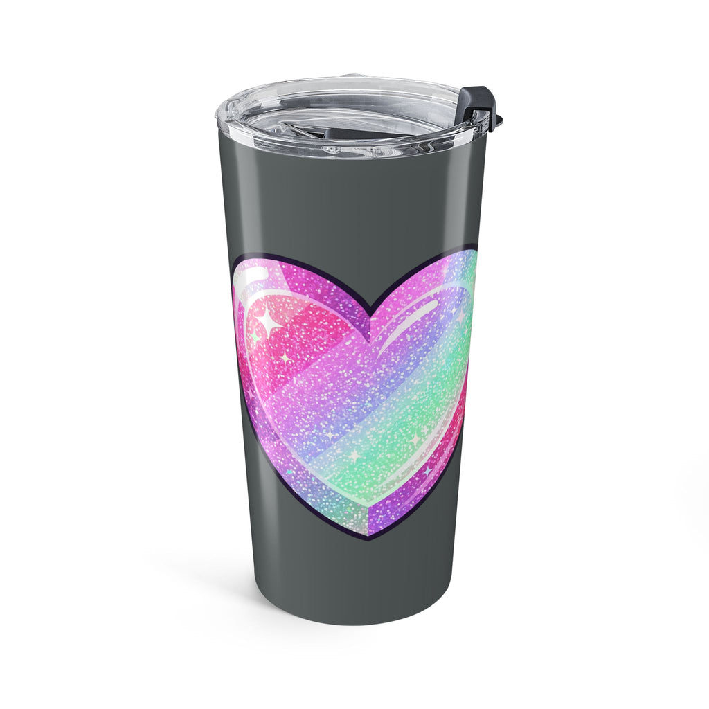 Pastel Glitter Heart Tumbler 20oz- Dark Grey