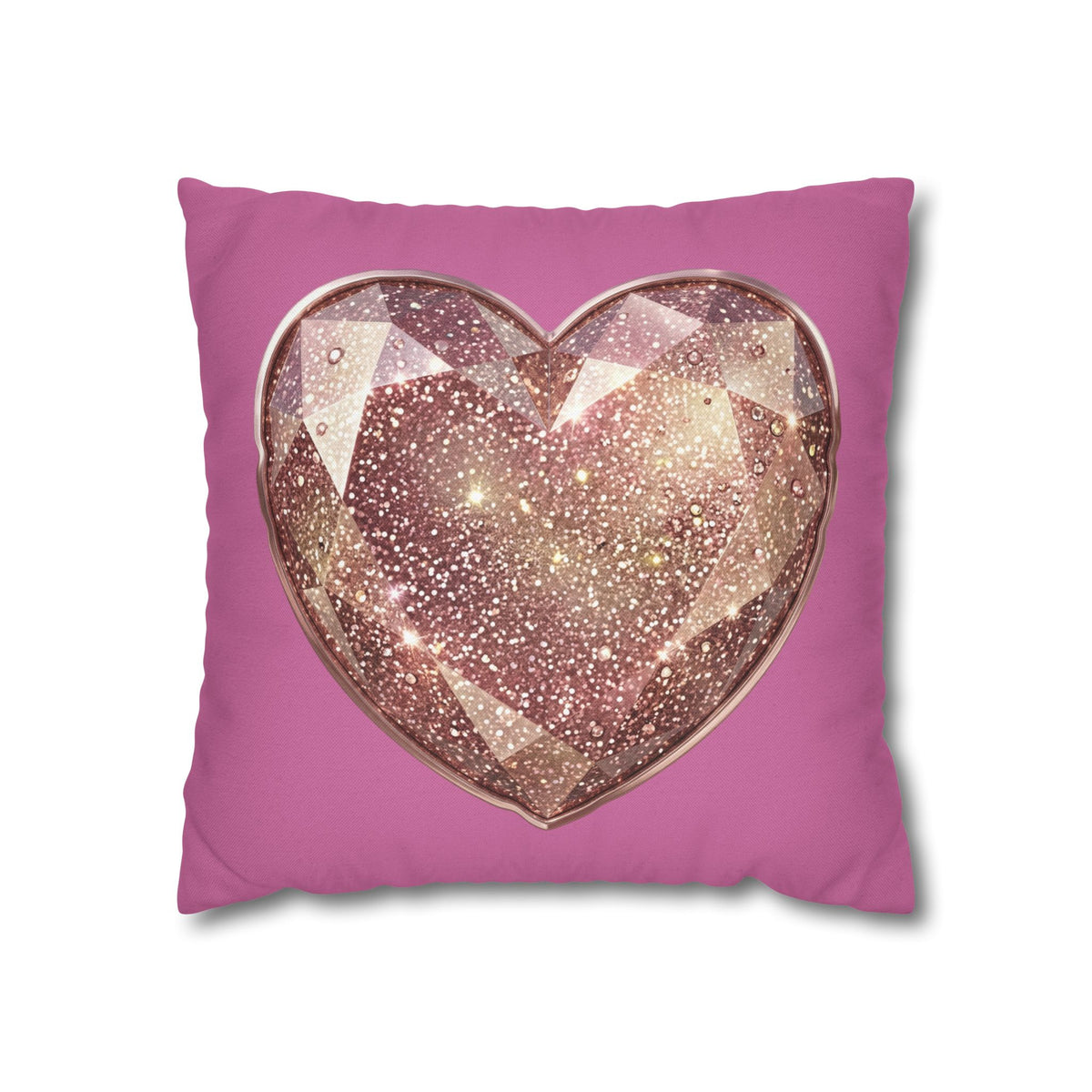 Glitter Rose Gold Heart Pillowcase — Pink Decorative Throw Pillow- Light Pink