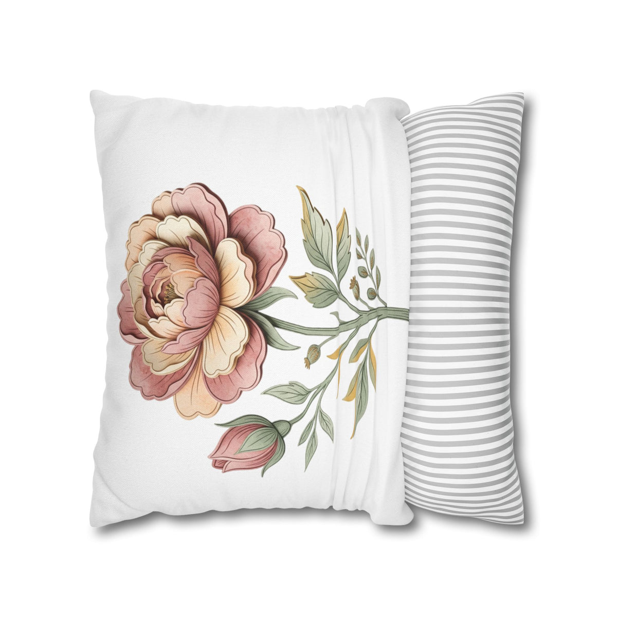 Floral Rose Spun Polyester Square Pillowcase