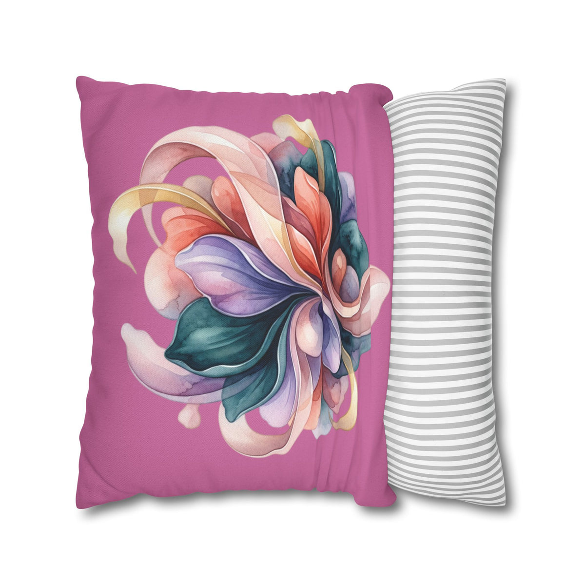 Floral Swirl Decorative Pillow — Pink Abstract Botanical Accent