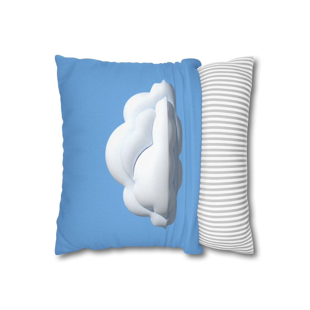 Cloud Print Square Pillowcase — Soft Light Blue Decorative Throw Pillow Cover