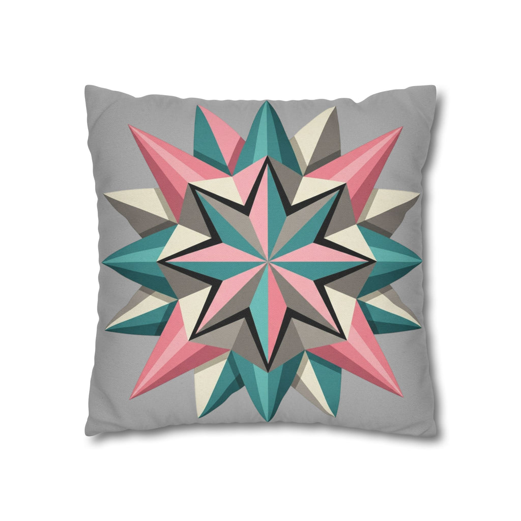 Geometric Starburst Throw Pillowcase — Pink Teal Modern Accent