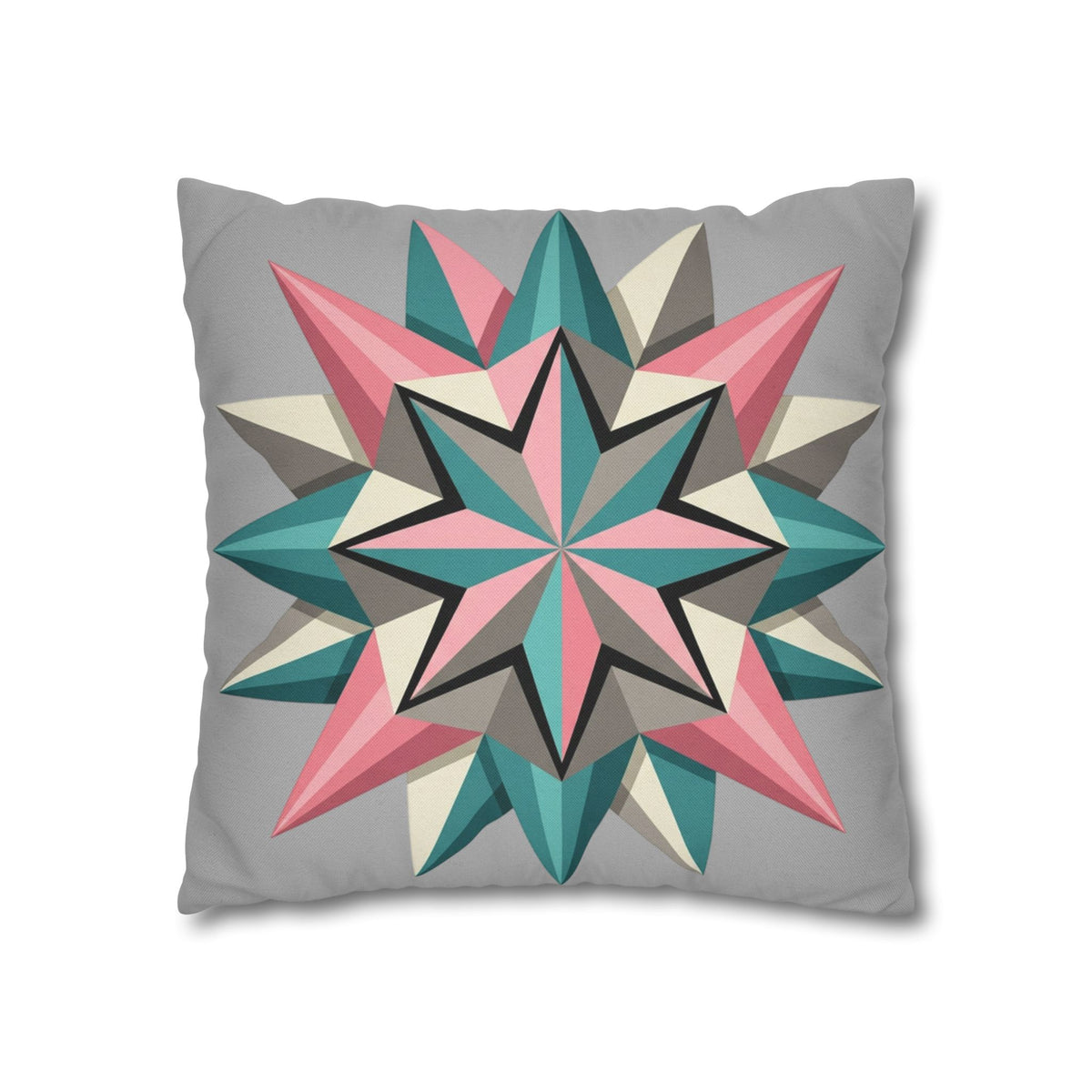 Geometric Starburst Throw Pillowcase — Pink Teal Modern Accent