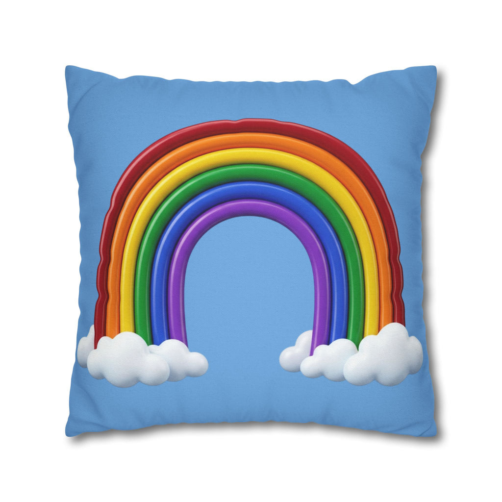 Rainbow Light Blue Spun Polyester Square Pillowcase