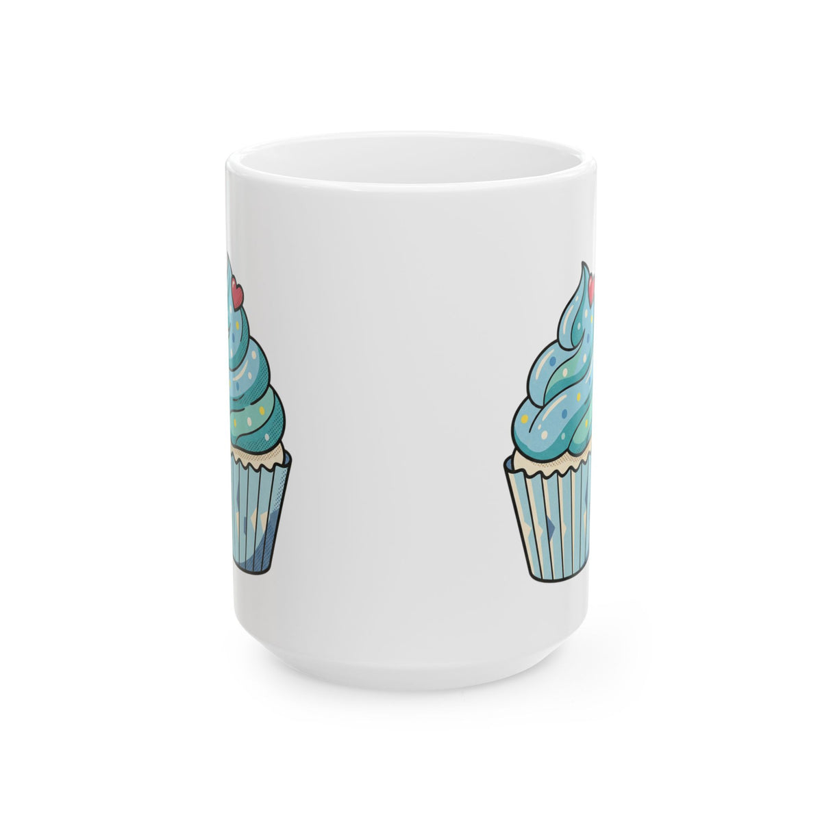 Blue Cupcake Ceramic Mug, (11oz, 15oz)