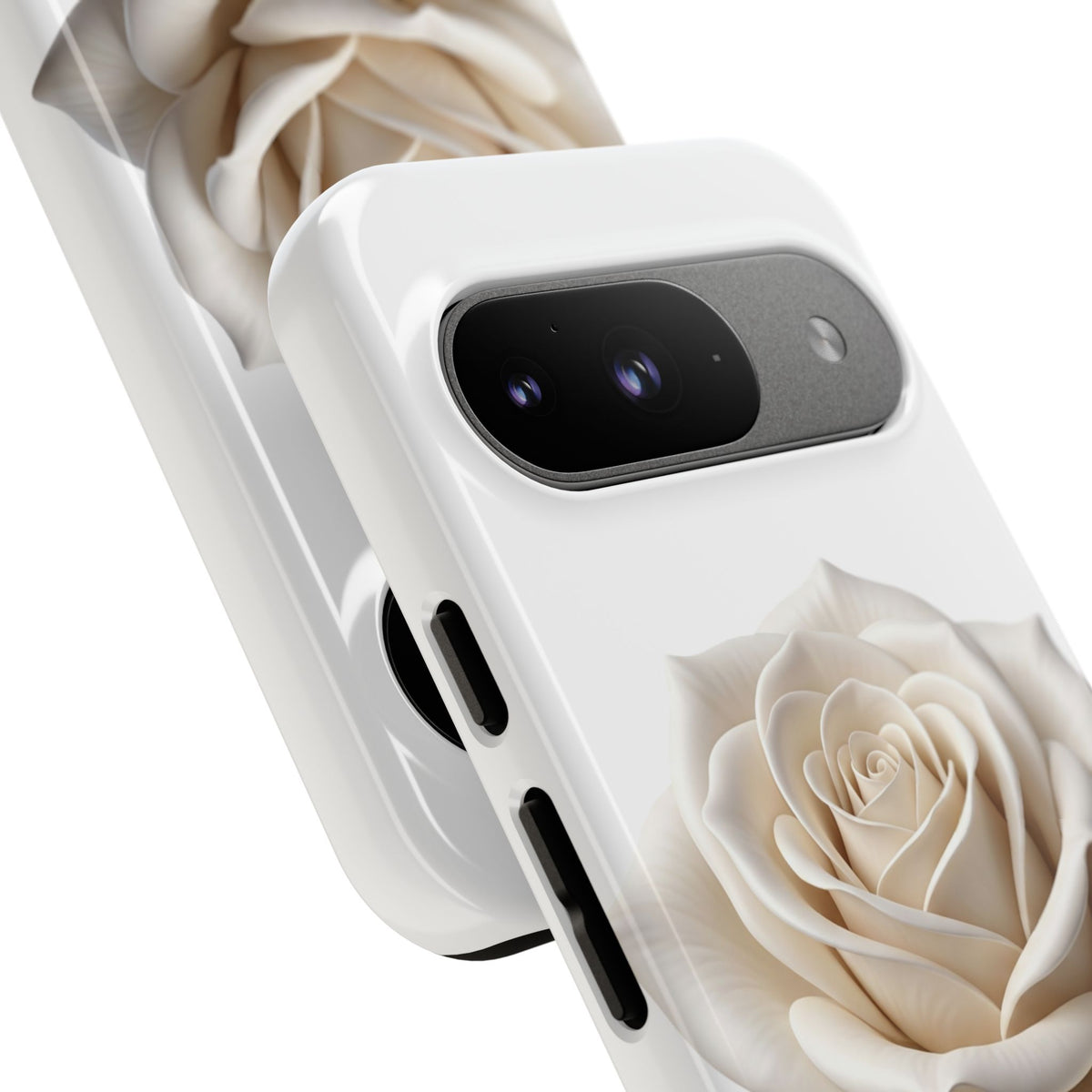 White Rose Tough Phone Case – Elegant Floral Protective Cover