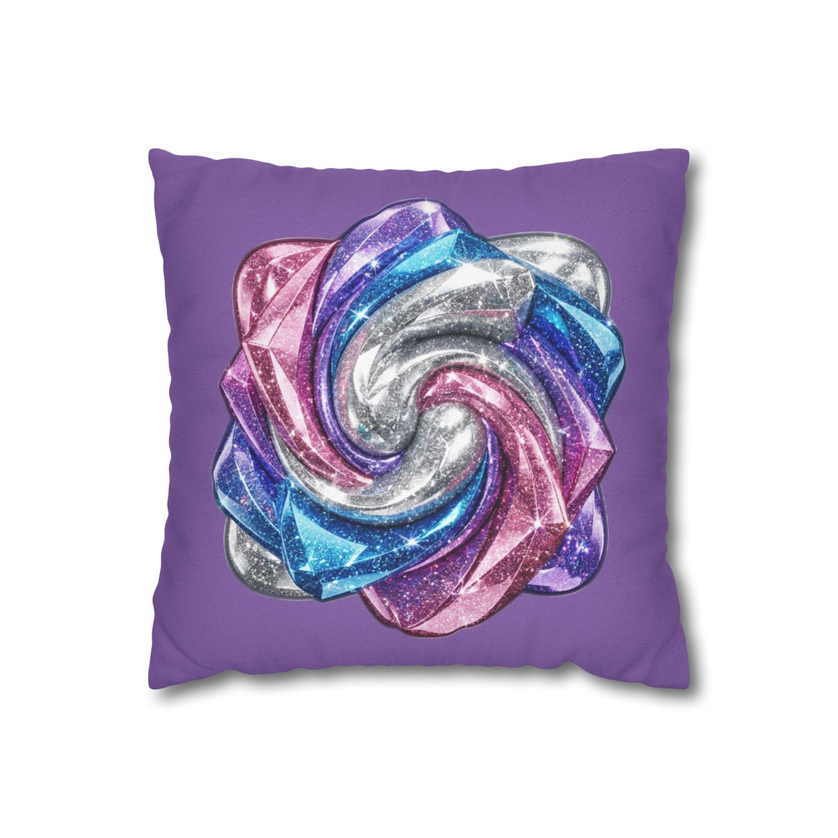 3D Glitter Design Light Purple Spun Polyester Square Pillowcase