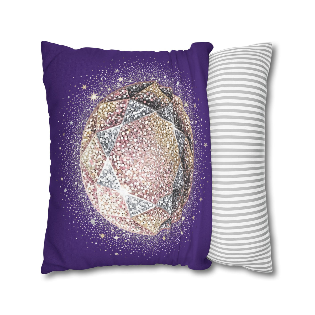 Glittery Dark Purple Spun Polyester Square Pillowcase