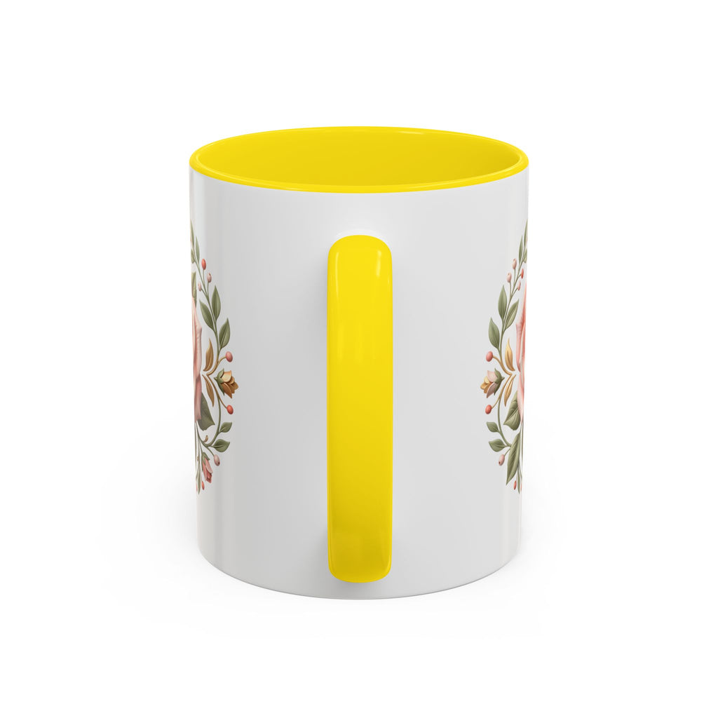 Rose Wreath Accent Coffee Mug — Floral 11/15oz Tea & Coffee Cup
