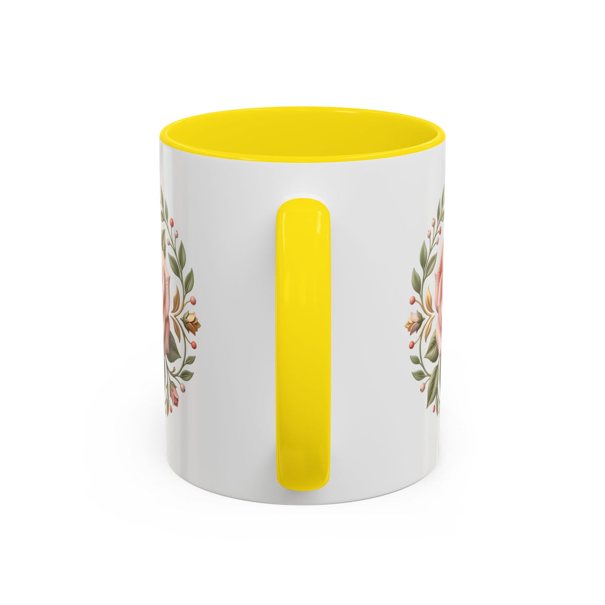Rose Wreath Accent Coffee Mug — Floral 11/15oz Tea & Coffee Cup