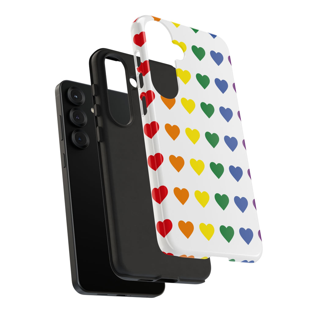 Rainbow Heart Tough Phone Case — Pride Pattern Protective Cover