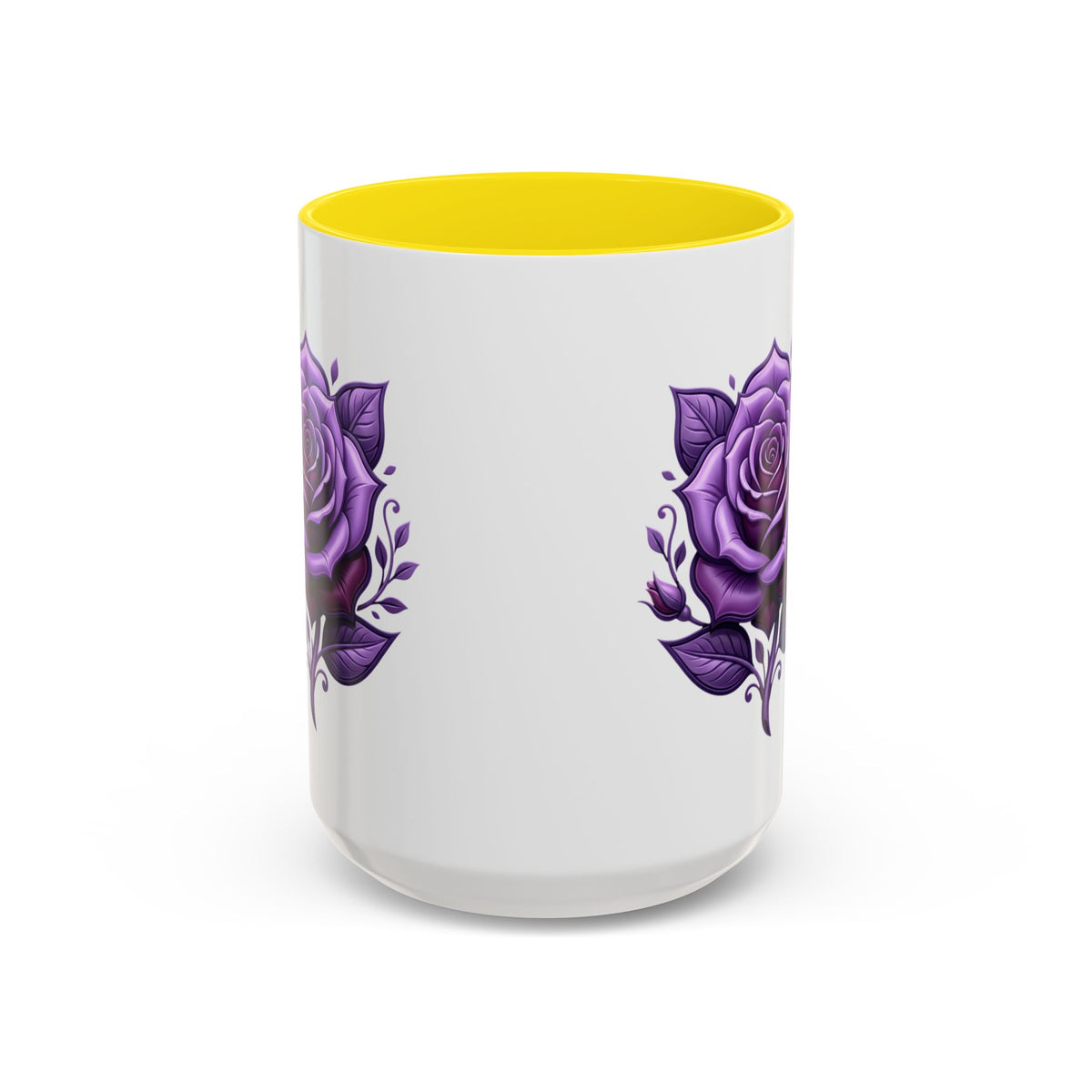 Purple Rose Accent Coffee Mug — Floral Gothic Tea Cup for Women & Gifts