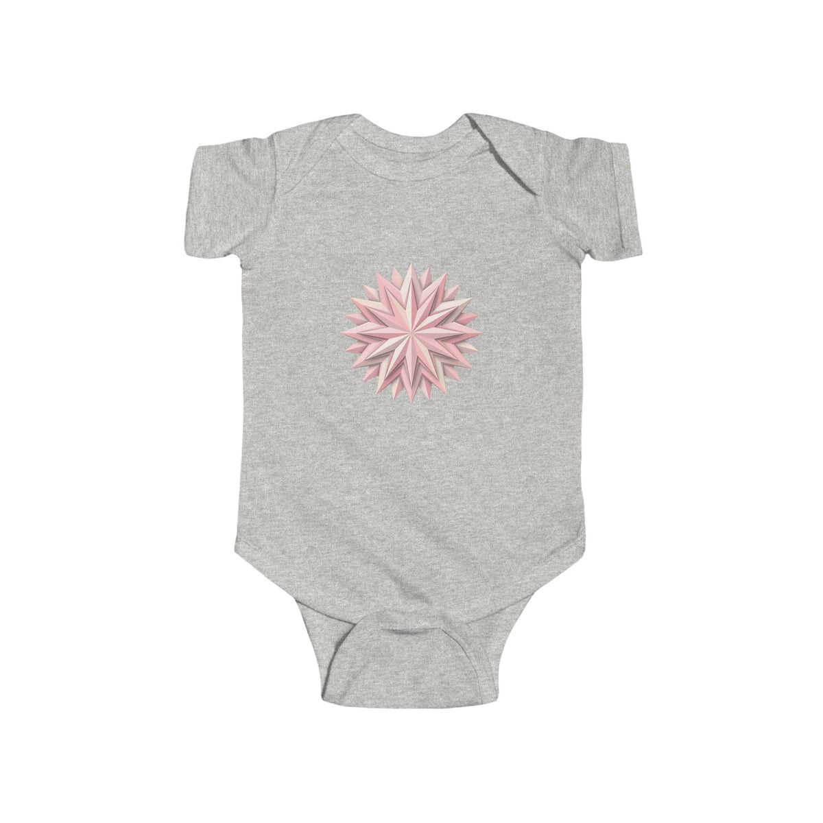 Infant Bodysuit with Soft Pink Floral Starburst Print — Baby Girl Onesie, Newborn Gift