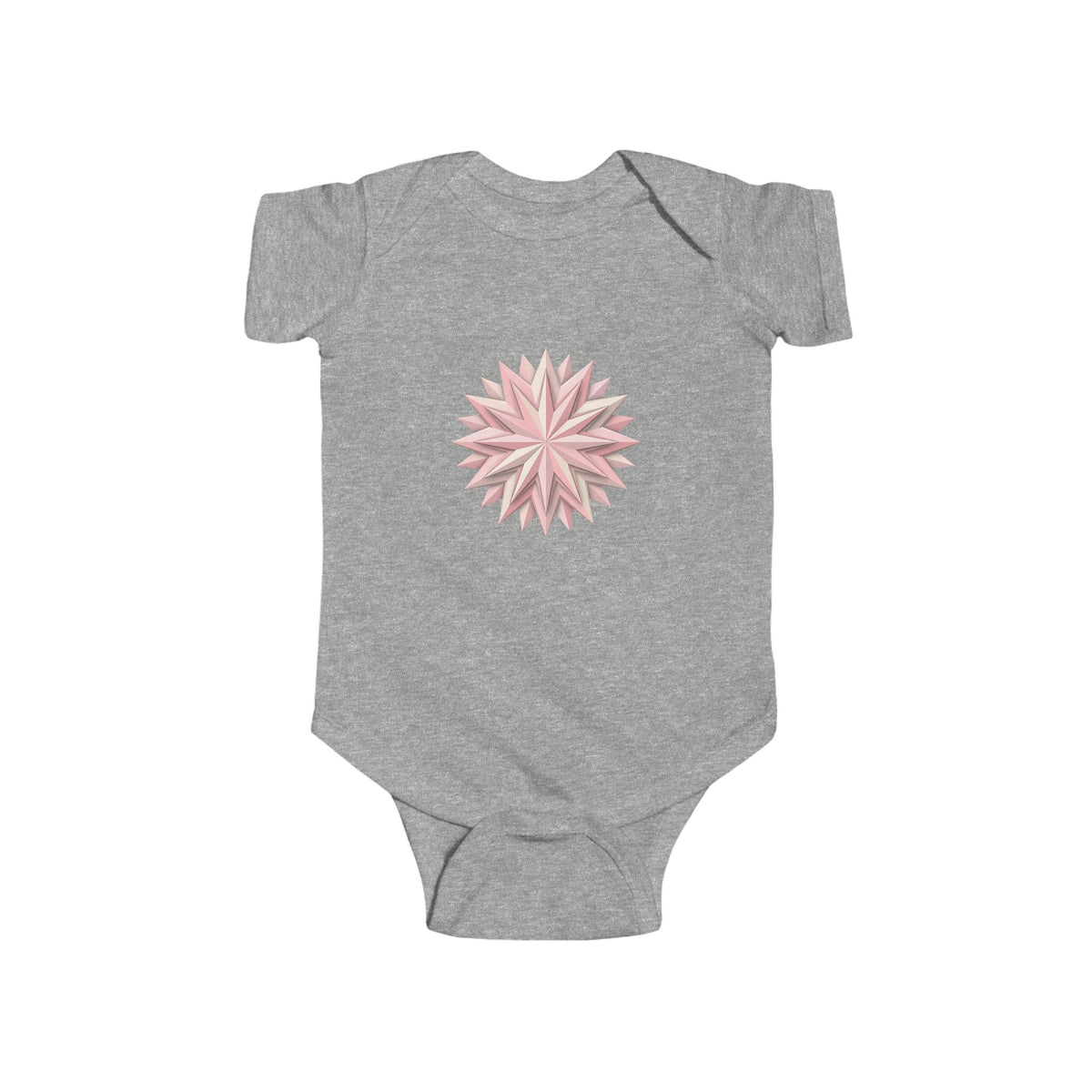 Infant Bodysuit with Soft Pink Floral Starburst Print — Baby Girl Onesie, Newborn Gift