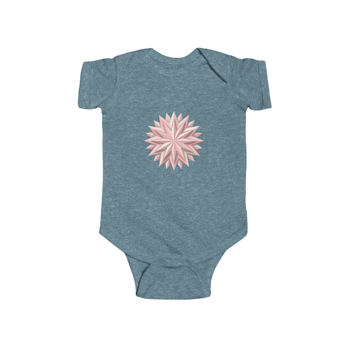 Infant Bodysuit with Soft Pink Floral Starburst Print — Baby Girl Onesie, Newborn Gift