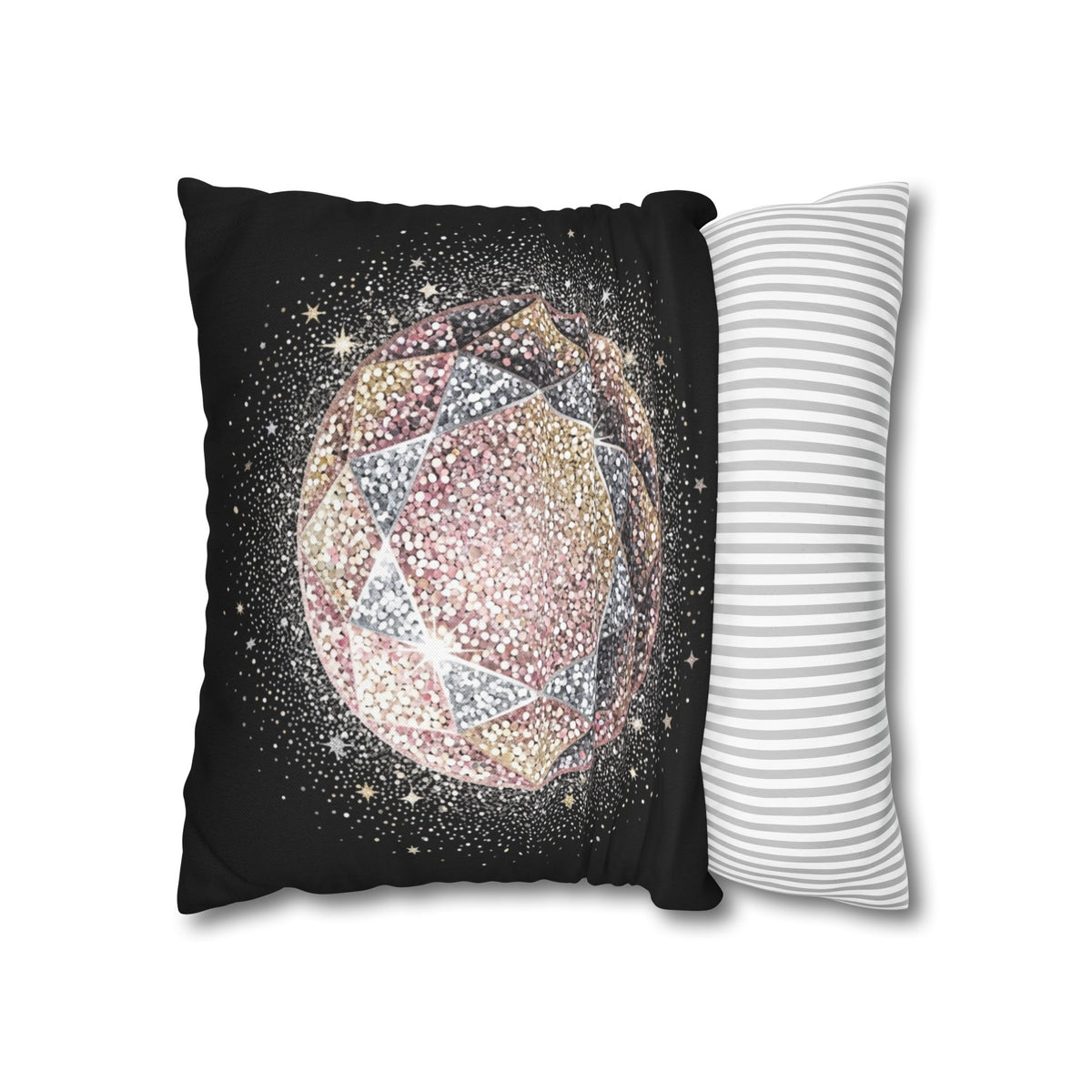 Glittery Black Spun Polyester Square Pillowcase