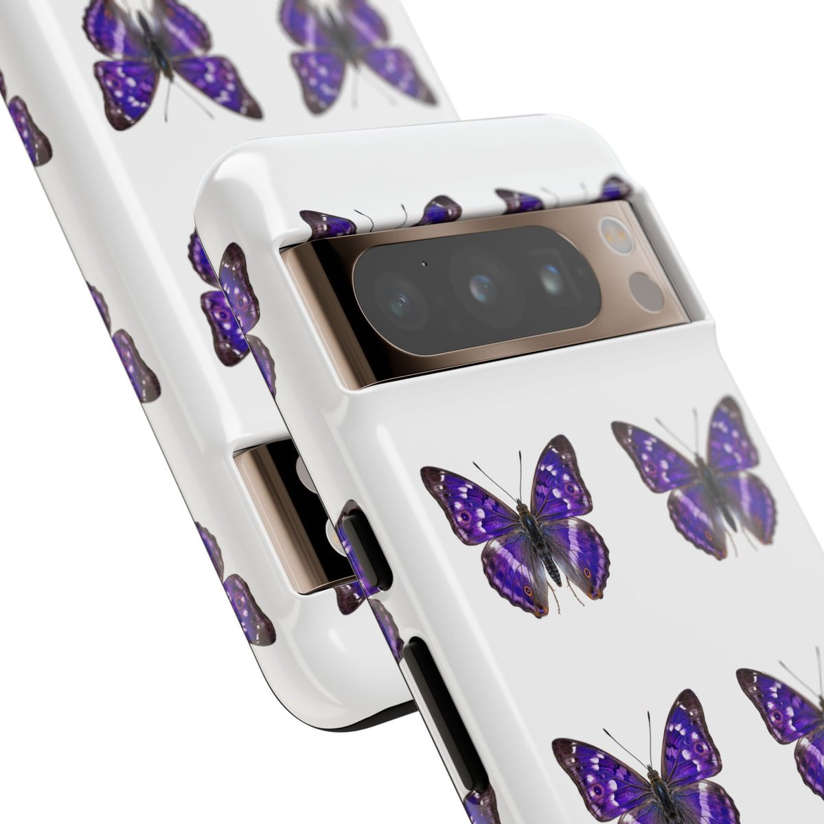 Purple Butterfly Tough Phone Case — Durable Protective iPhone Case with Repeating Butterfly Pattern