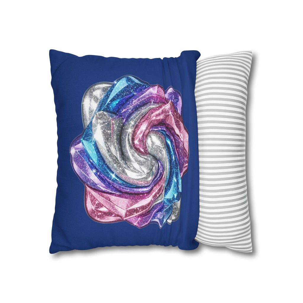 3D Glitter Design Navy Spun Polyester Square Pillowcase