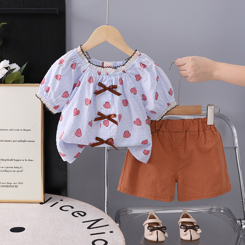 Love short sleeved shorts two-piece set