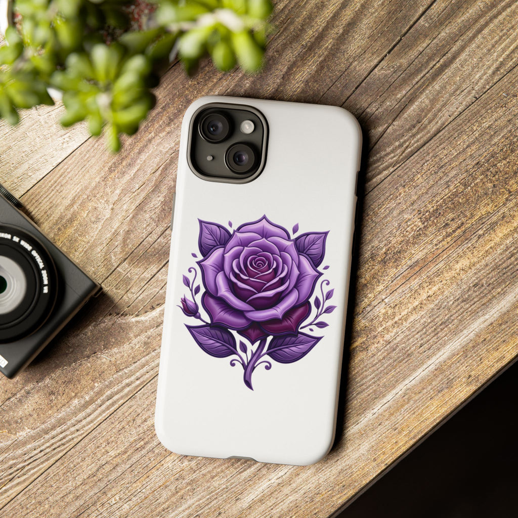 Purple Rose Tough Phone Case — Floral Protective Phone Cover