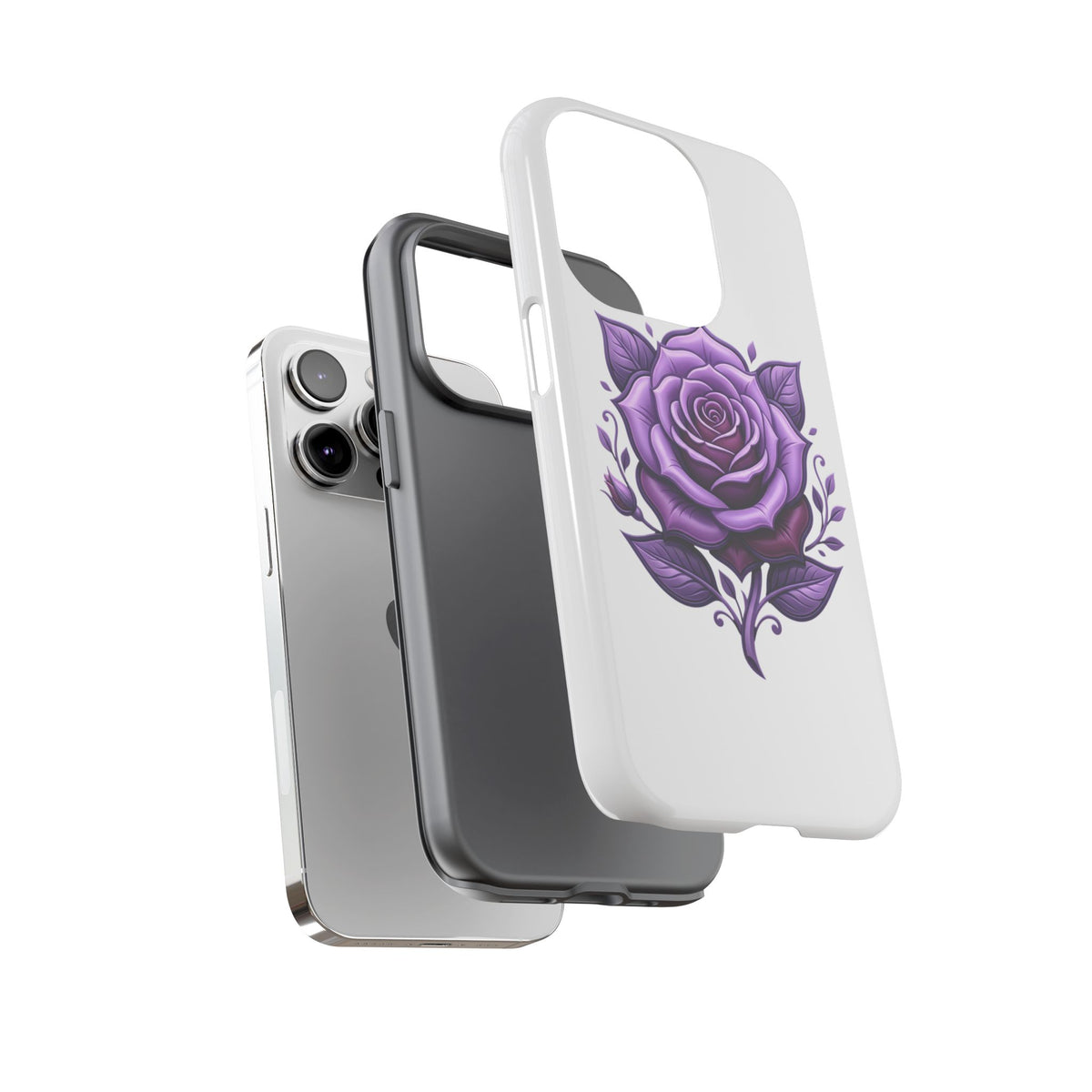 Purple Rose Tough Phone Case — Floral Protective Phone Cover