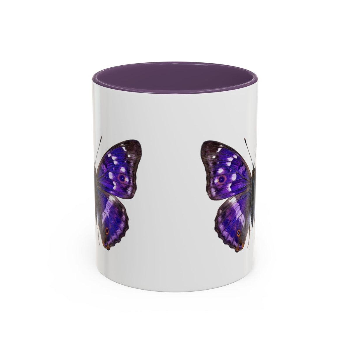 Purple Butterfly Accent Coffee Mug – Elegant Floral Butterfly Ceramic Cup