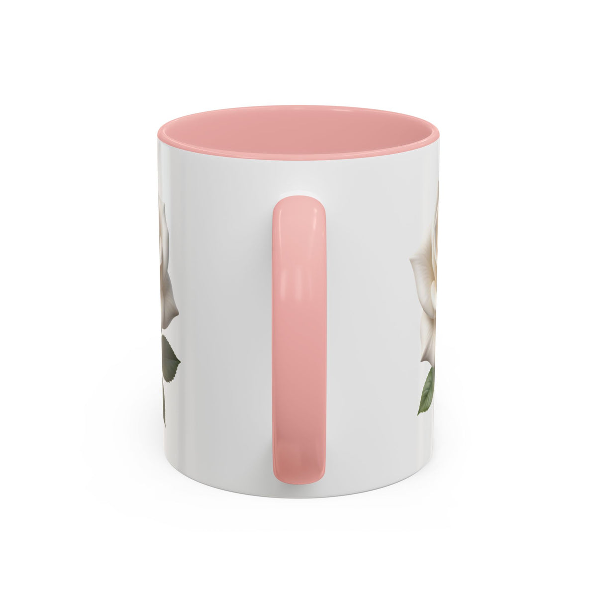 White Rose Accent Coffee Mug — Elegant Floral 11/15oz Ceramic