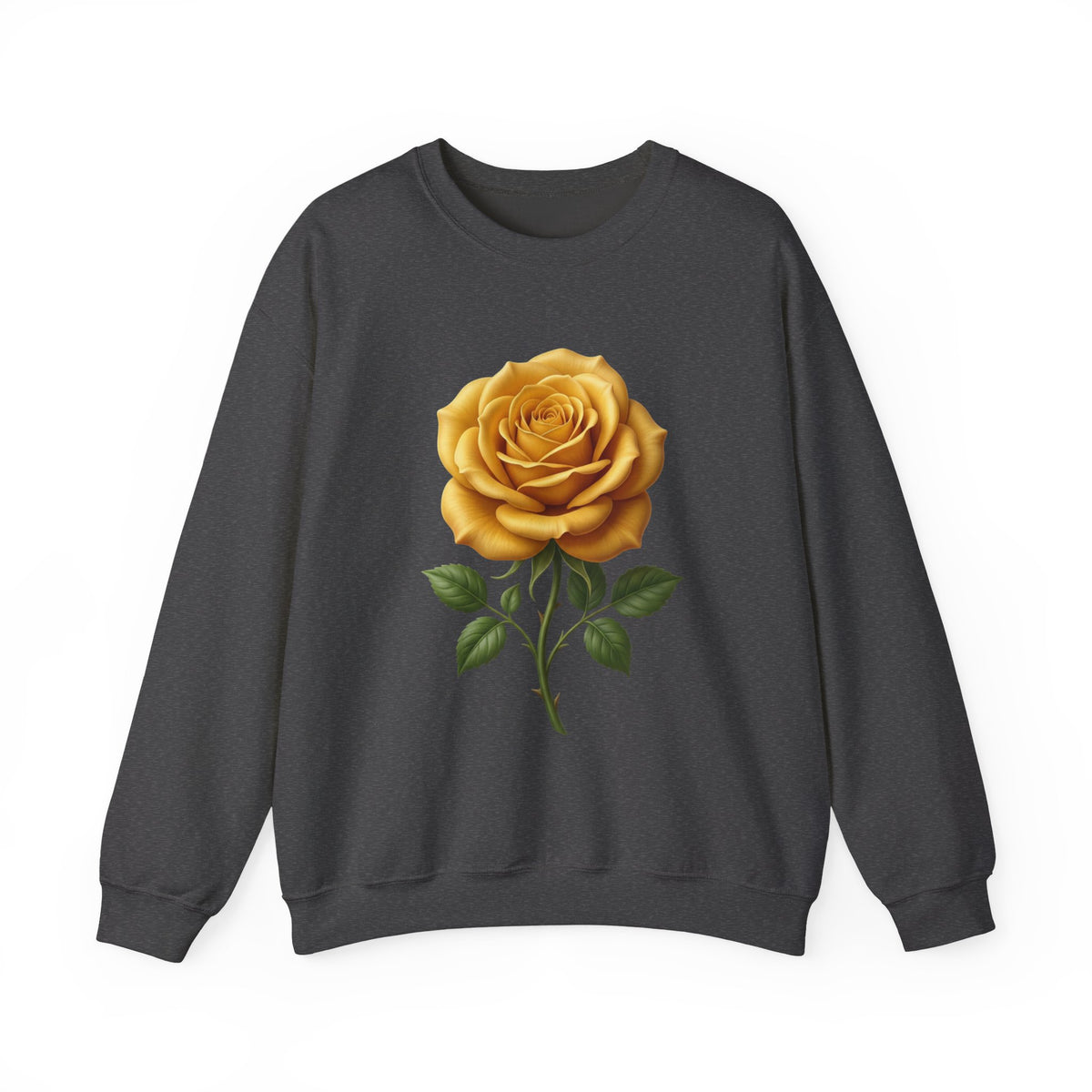 Yellow Rose Crewneck Sweatshirt — Vintage Floral Graphic