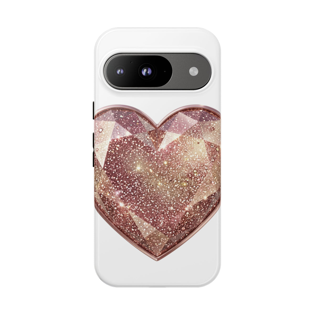 Rose Gold Glitter Crystal Heart Phone Case