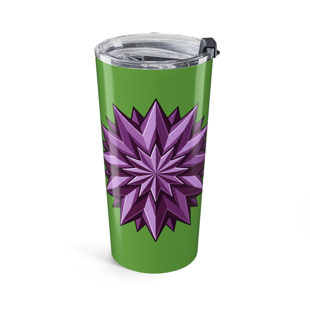 20oz Floral Spike Tumbler — Green & Purple Geometric Flower Travel Cup- Light Green