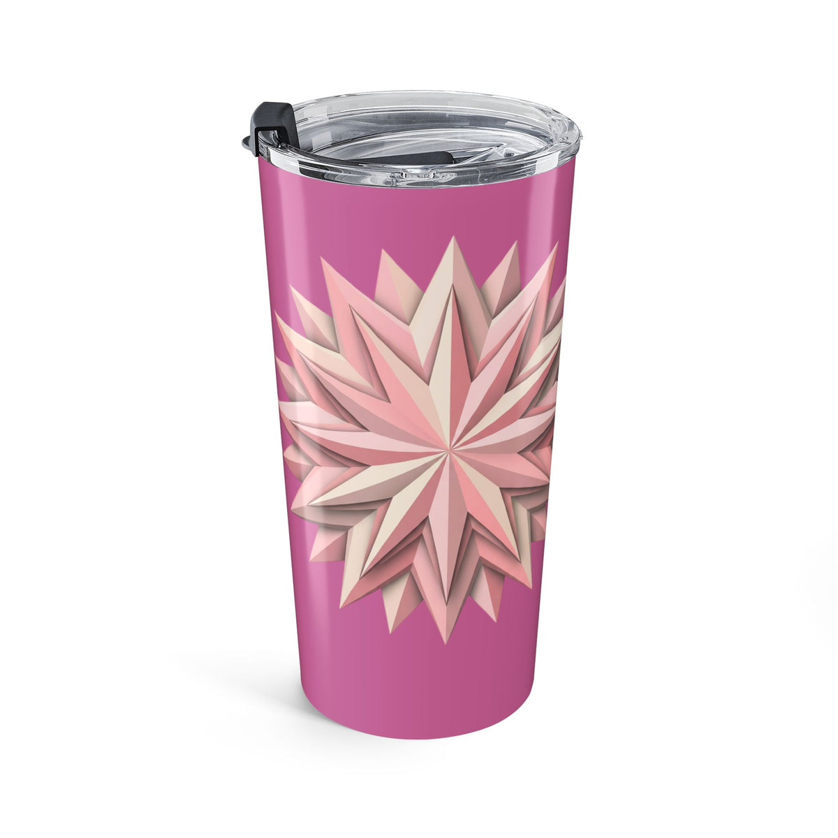 20oz Floral Star Tumbler — Light Pink Geometric Petal Travel Cup