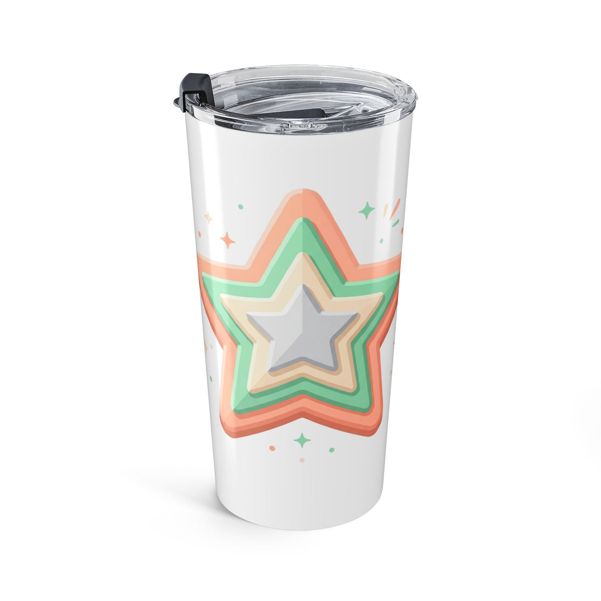 20oz Starburst Tumbler White  — Retro Pastel Star Insulated Travel Cup