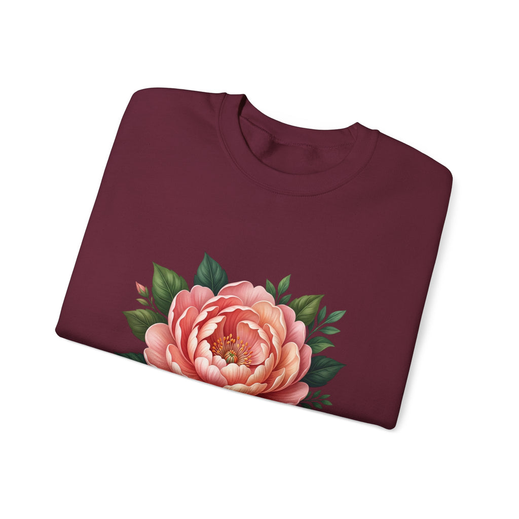 Floral Peony Crewneck Sweatshirt — Vintage Pink Flower Pullover