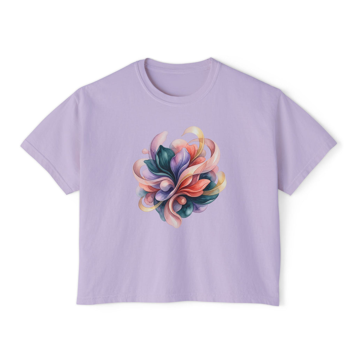 Women's Boxy Tee — Abstract Floral Swirl Graphic