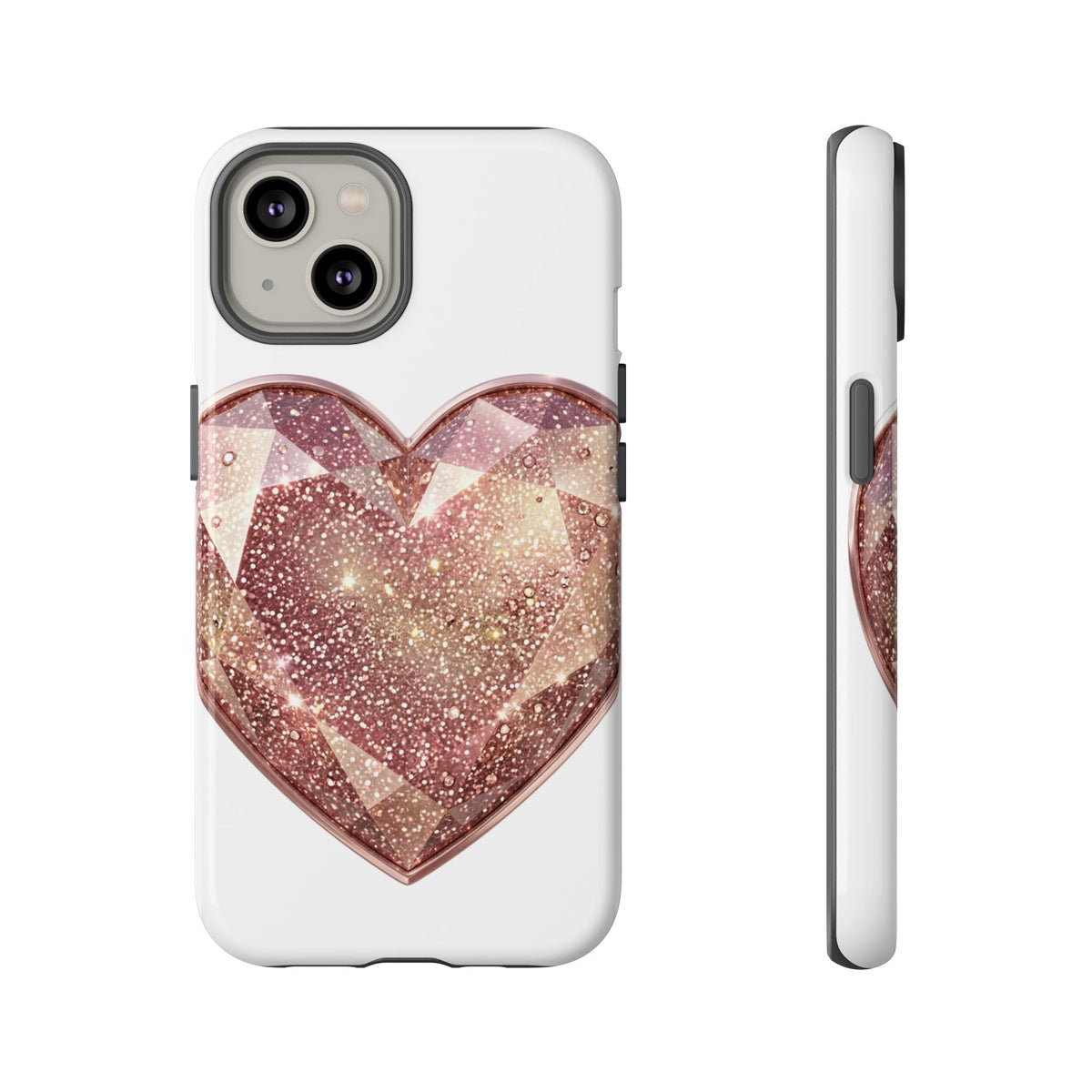 Rose Gold Glitter Crystal Heart Phone Case